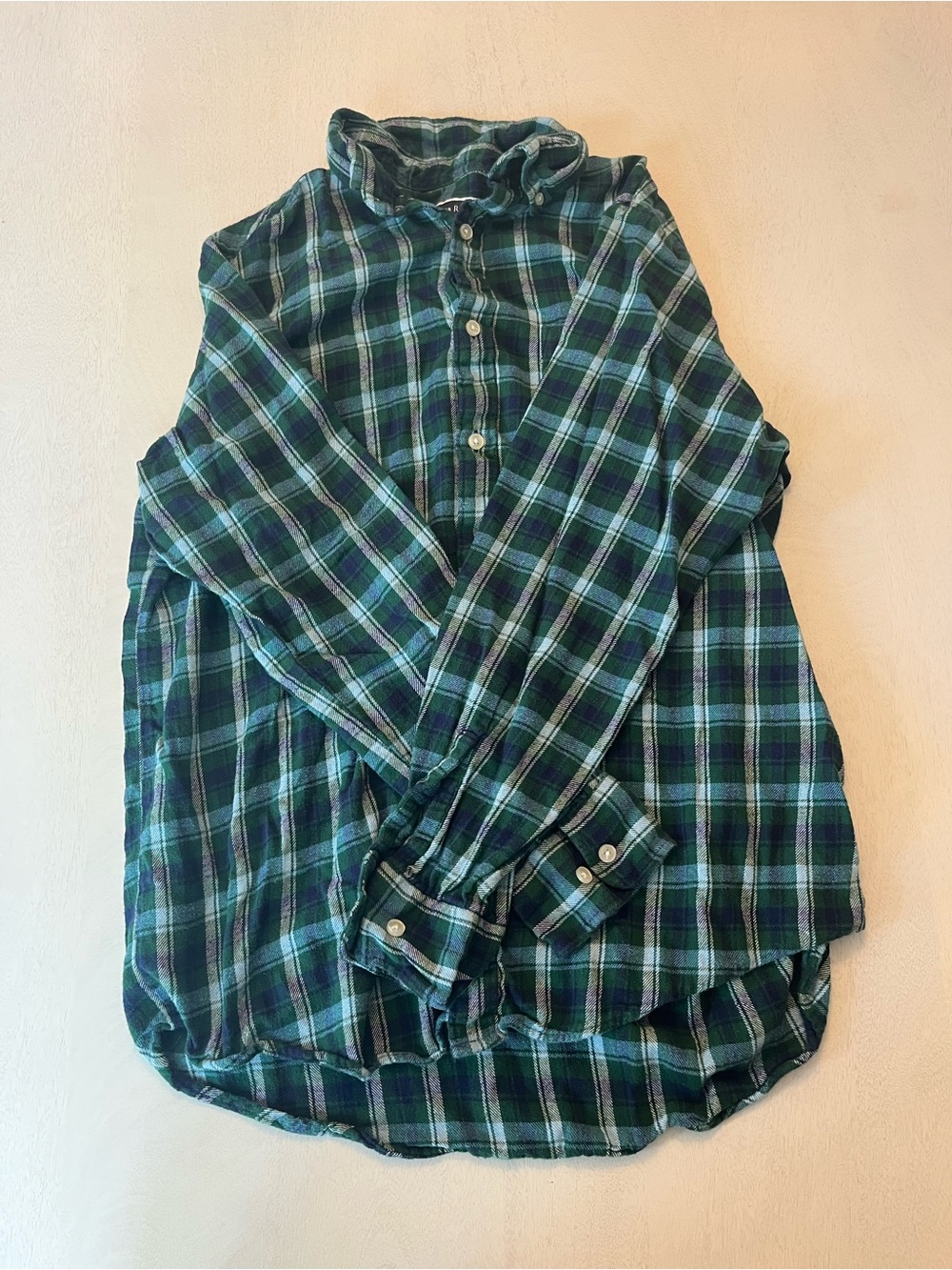 Club Room Green and Navy Plaid Button-Down Shirt